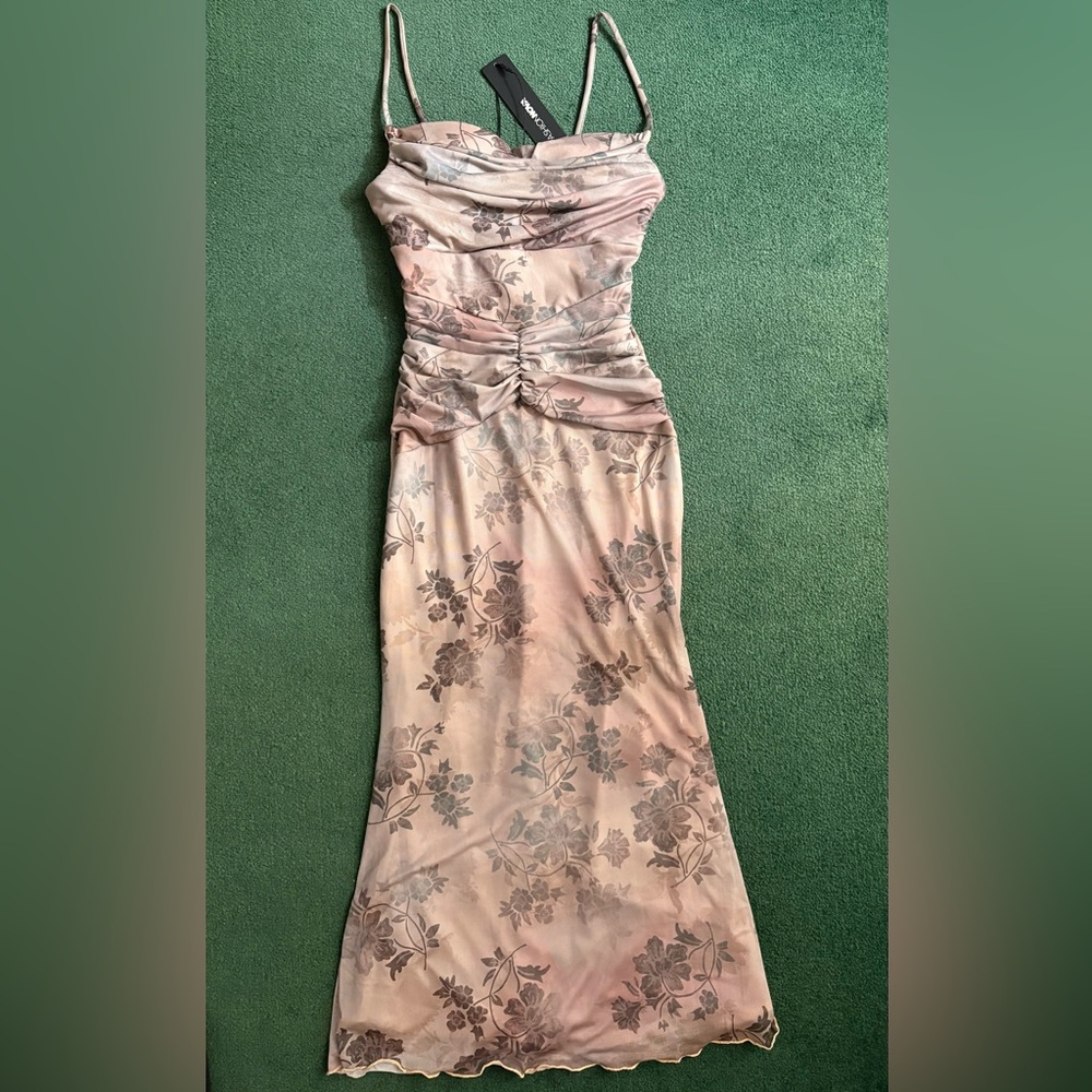 Sleeveless Light Purple Floral Midi Dress